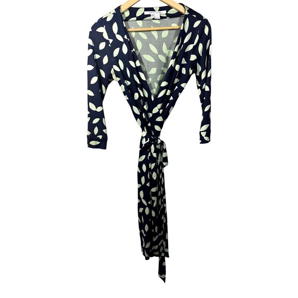 DIANE VON FURSTENBERG Women's New Julian Silk Jersey Wrap Dress Blue Size 4